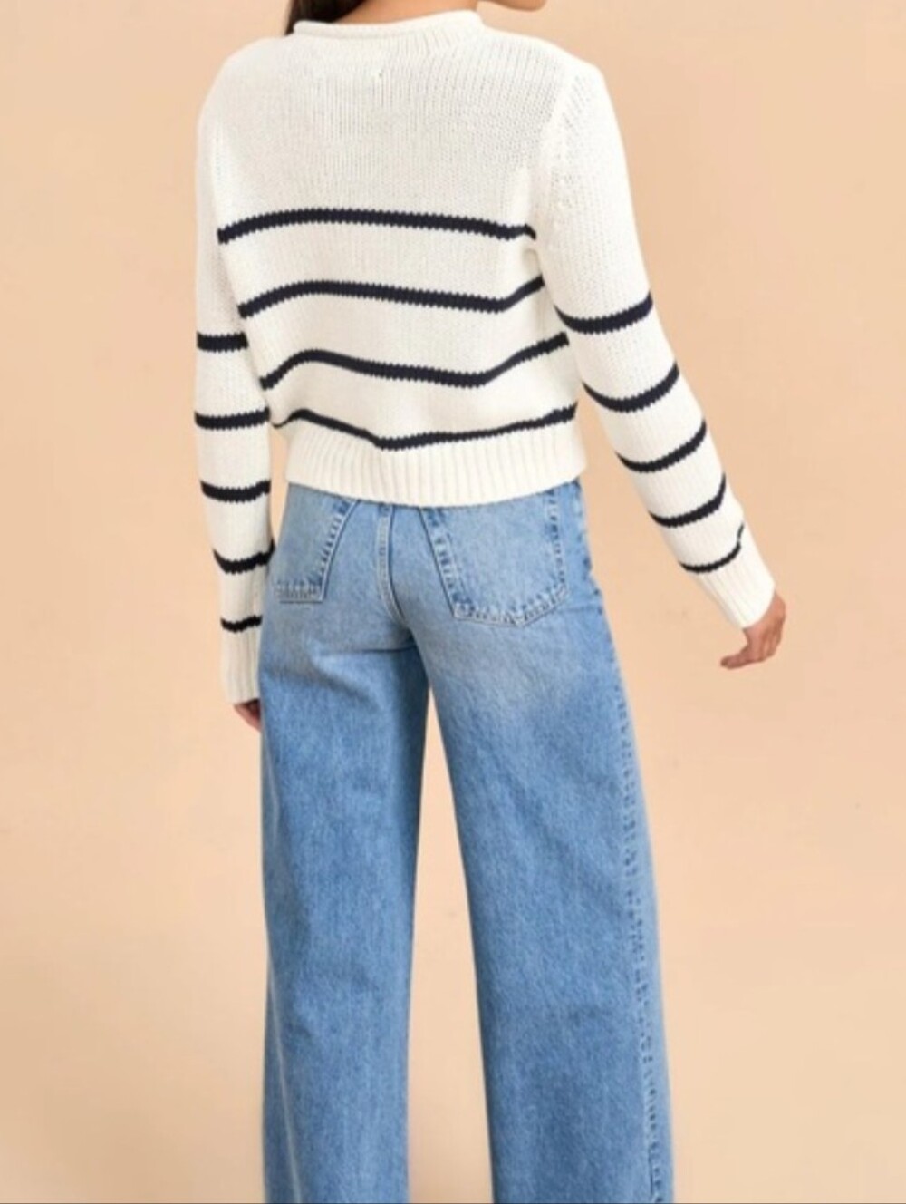 La Ligne Mini Marina Sweater Ivory / Navy Stripe size small - Picture 3 of 7